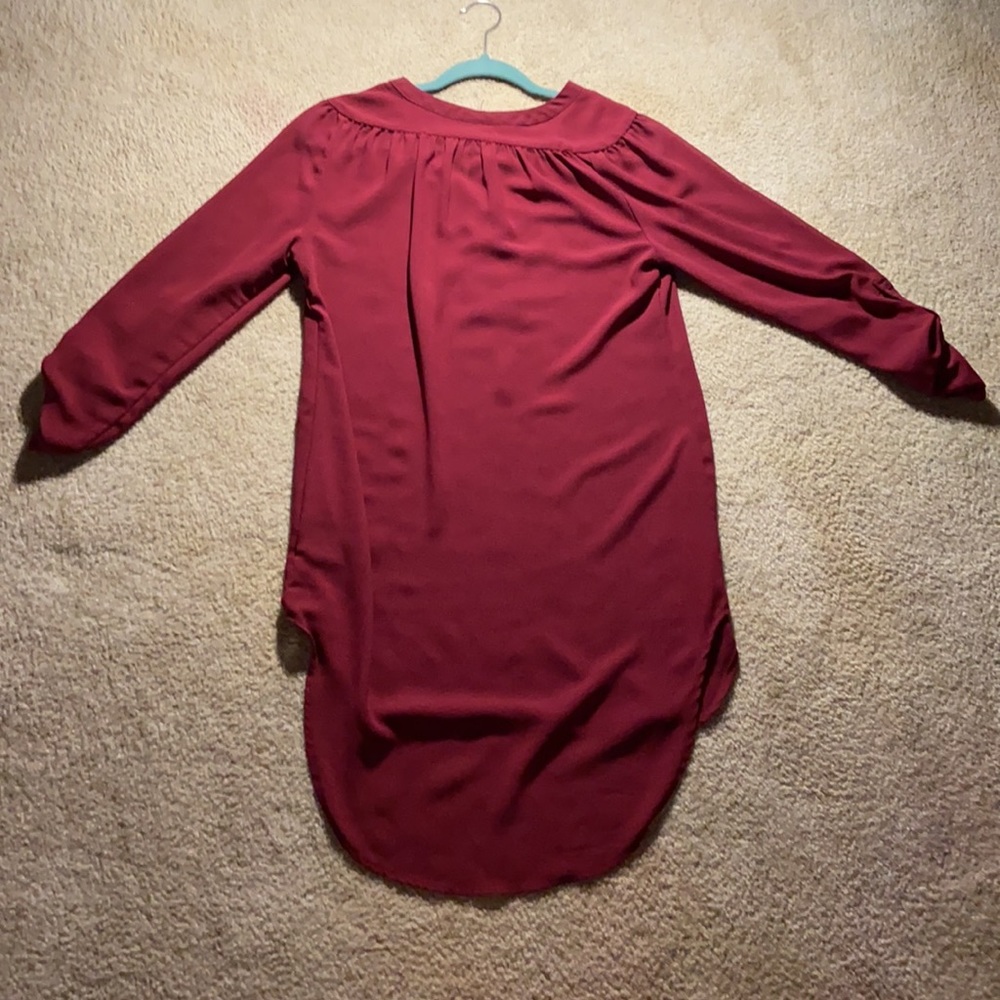 Maroon Button Up Dress